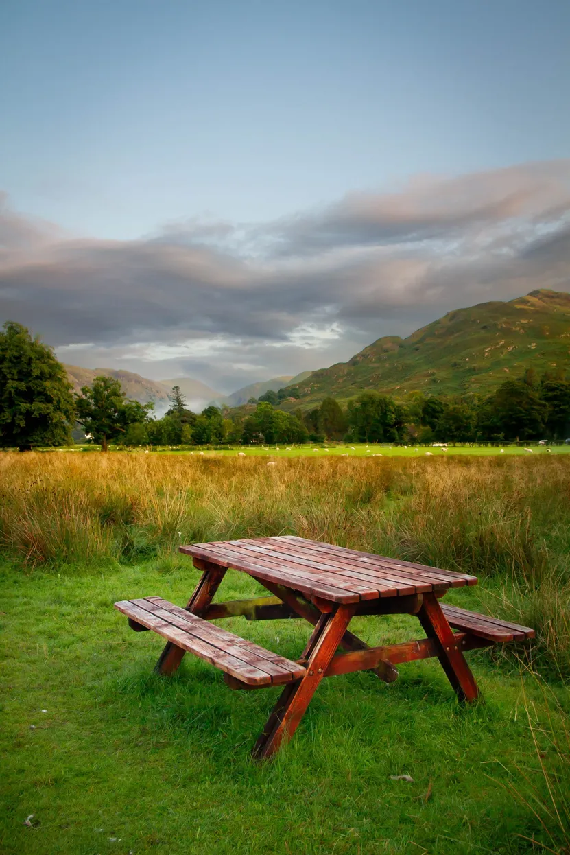 Picnic bench with scenic views