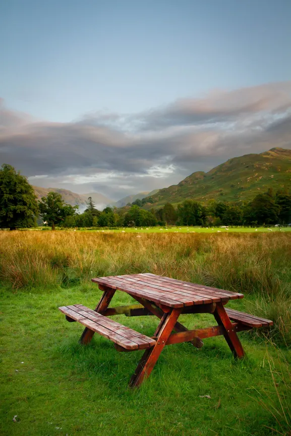 Picnic bench with scenic views