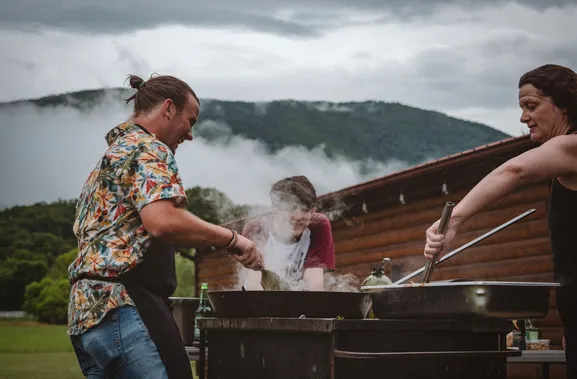 People enjoying a BBQ